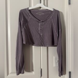 Aeropostale Women's Purple Long Sleeve Crop Top